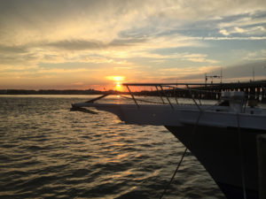 Ocean City Sunset with boat in foreground